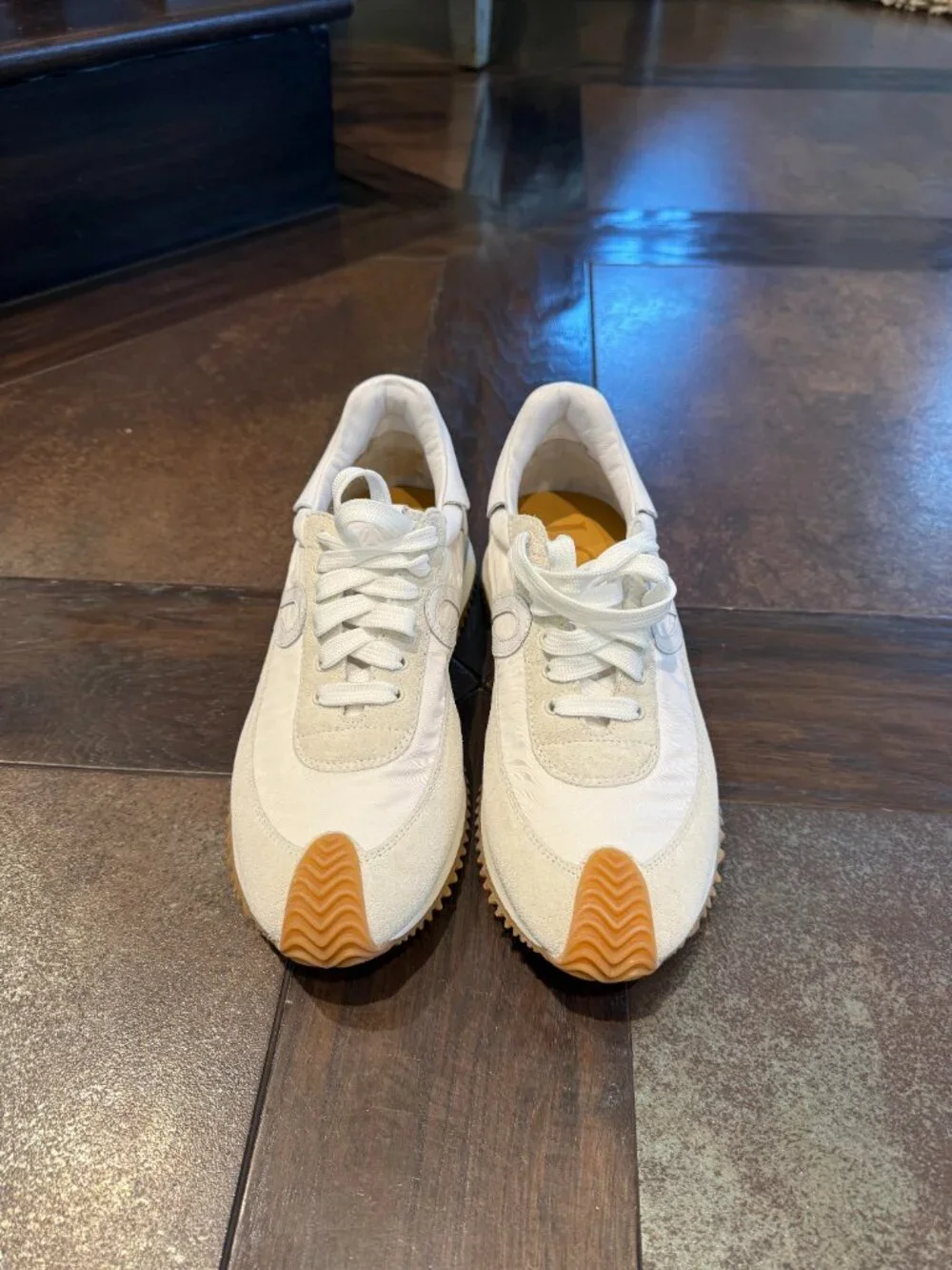 LOEWE Women's Flow Runner Suede and Leather Sneakers, White, Size 38